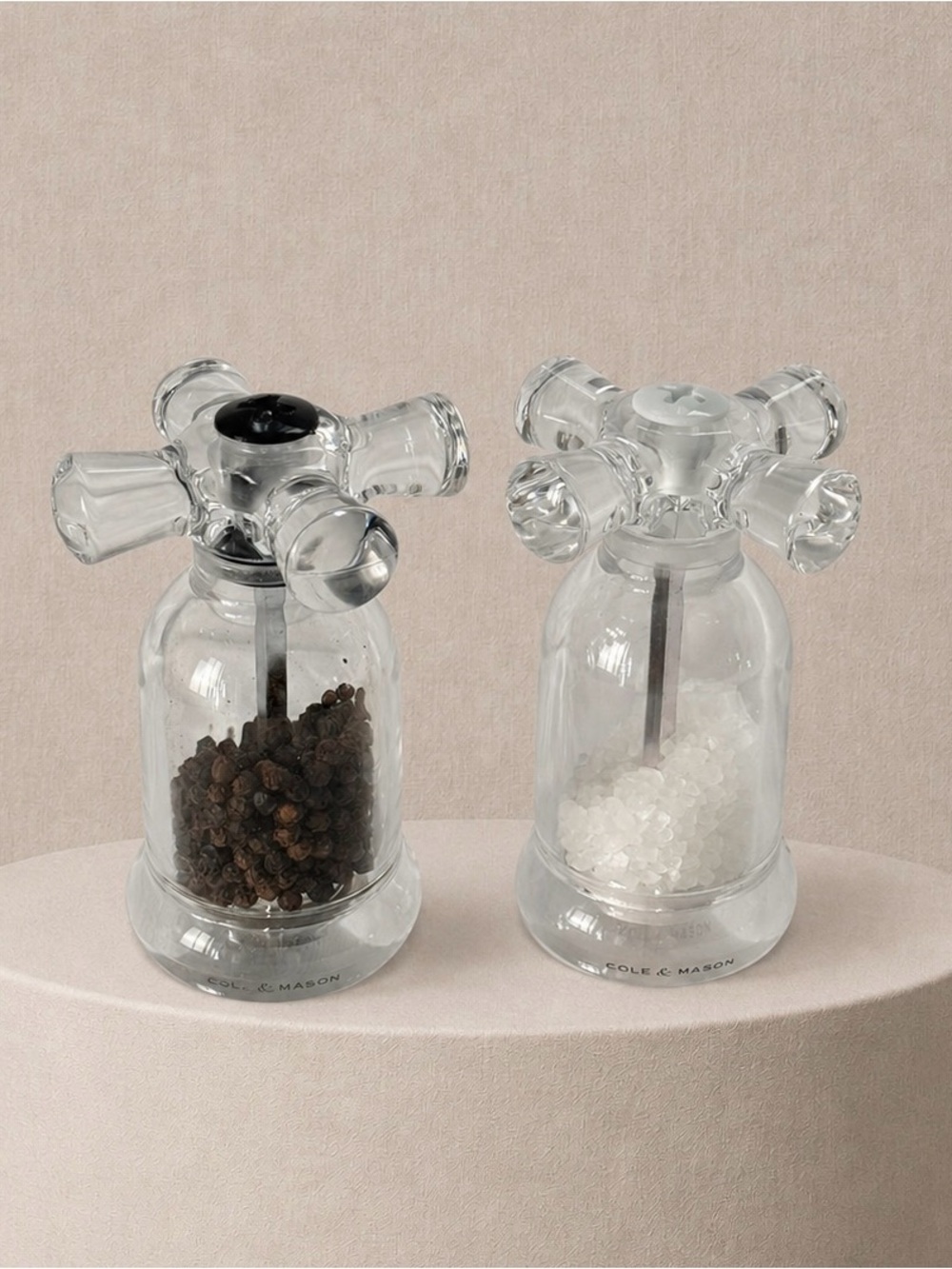 Cole & Mason Tap Salt and Pepper Mill Set Salt And Pepper Shaker Faucet Tap Top